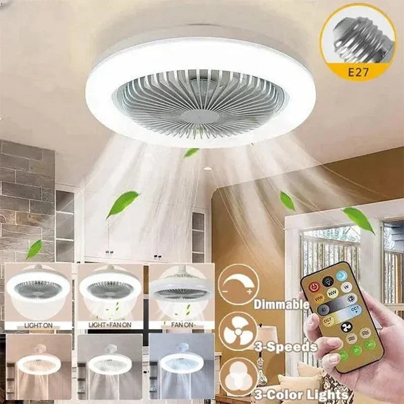 Smart 3-in-1 Ceiling Fan with Remote Control Lighting Lamp E27