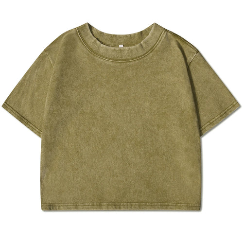 Solid Color Slim Washed T-Shirt Women Fashion Soft Cotton Tee ShirtS