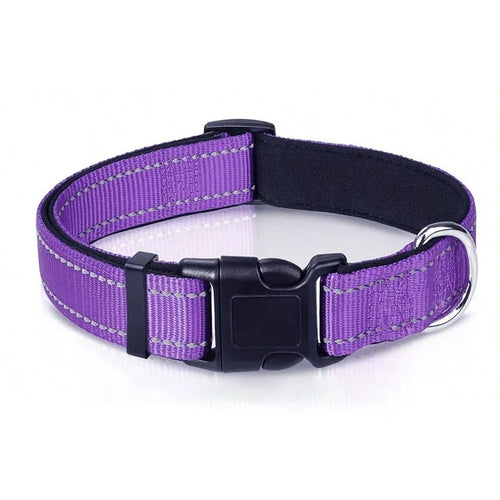 Reflective Dog Collar Soft Padded Breathable Safety Stripes Adjustable