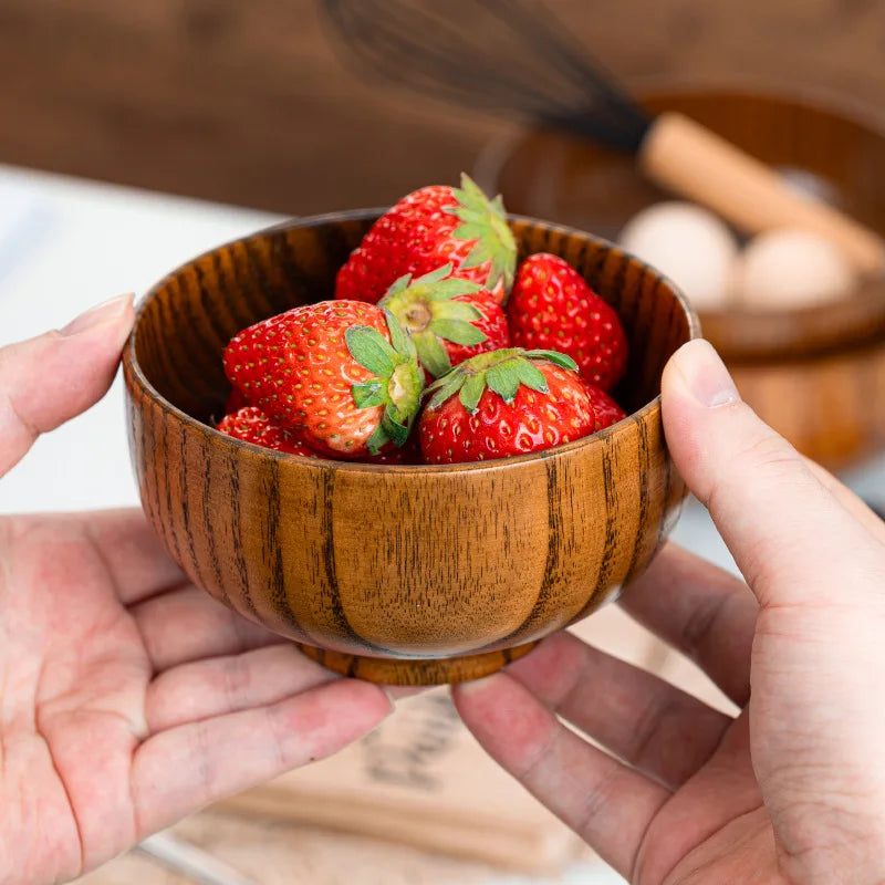 13cm Small Size Round Sour Date Wood Bowl For Adult Whole Wooden Soup