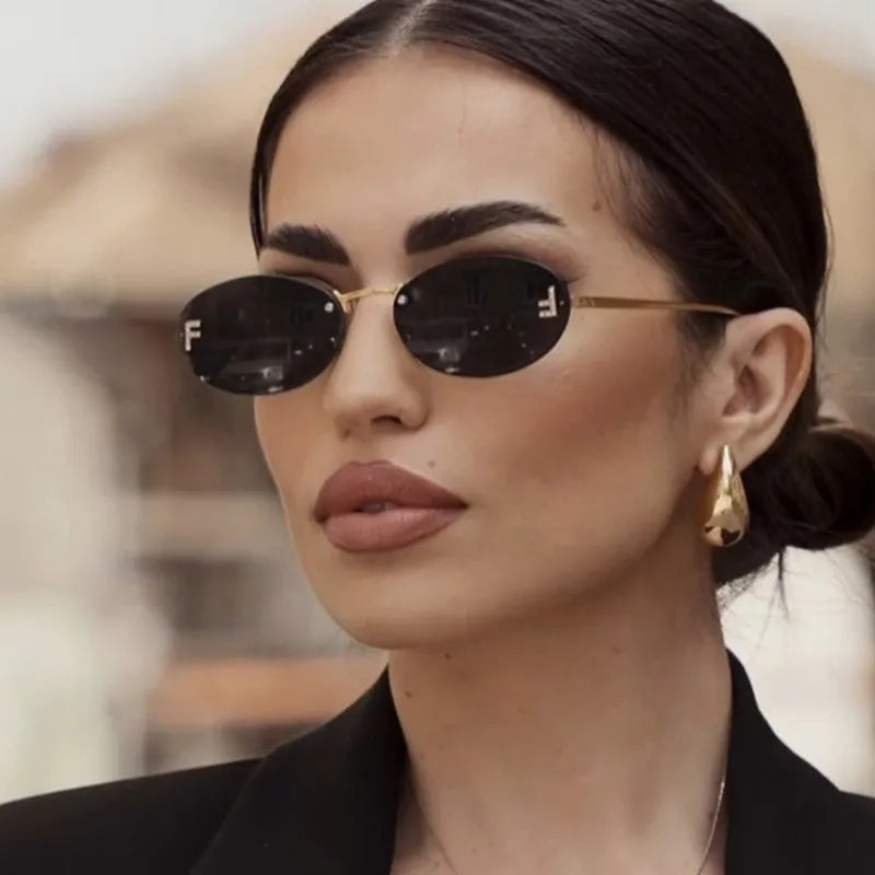 European and American fashionable frameless metal sunglasses