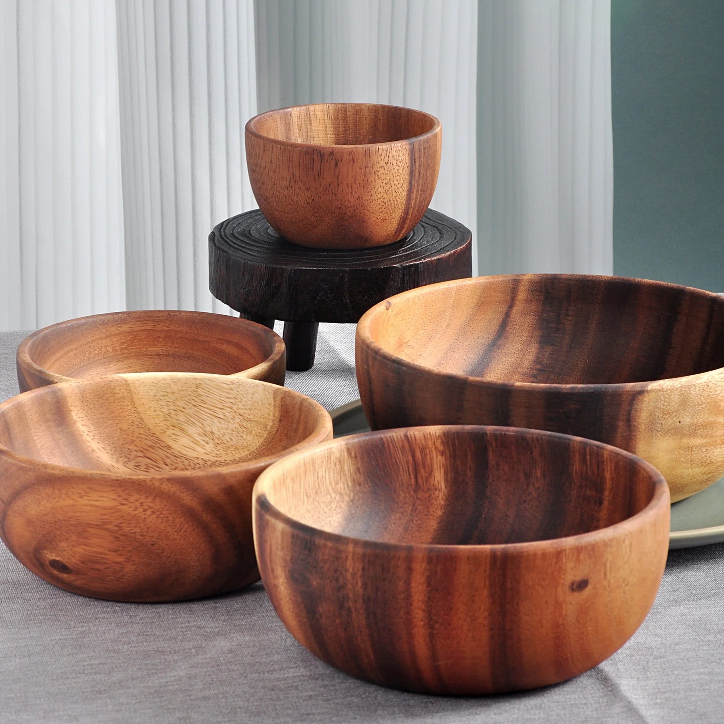 Japanese Retro Wooden Salad Bowl Heat-resistant Wooden Bowl Suitable