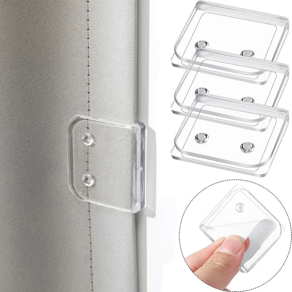 4Pcs Shower Curtain Clips Windproof Self-adhesive Shower Curtain Clips