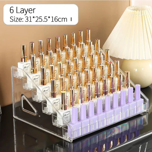 Clear Acrylic Nail Polish Display Stand Multi-layer Plastic Storage