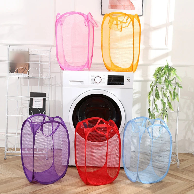 Mesh Foldable Dirty Clothes Basket, Monochrome Minimalist Dirty