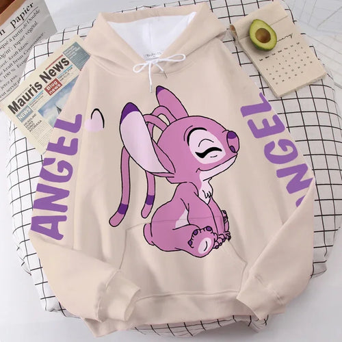 Disney Hoodie Fashion Stitch Angel Monster Letter Cartoon Sweatshirt