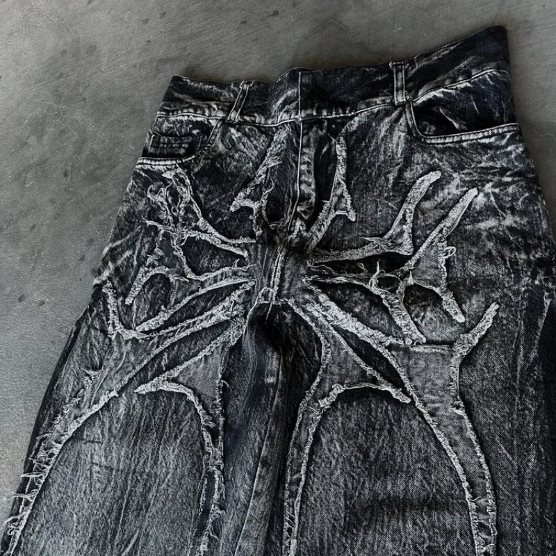 Y2K Baggy Jeans vintage Splicing embroidery Pattern high quality jeans