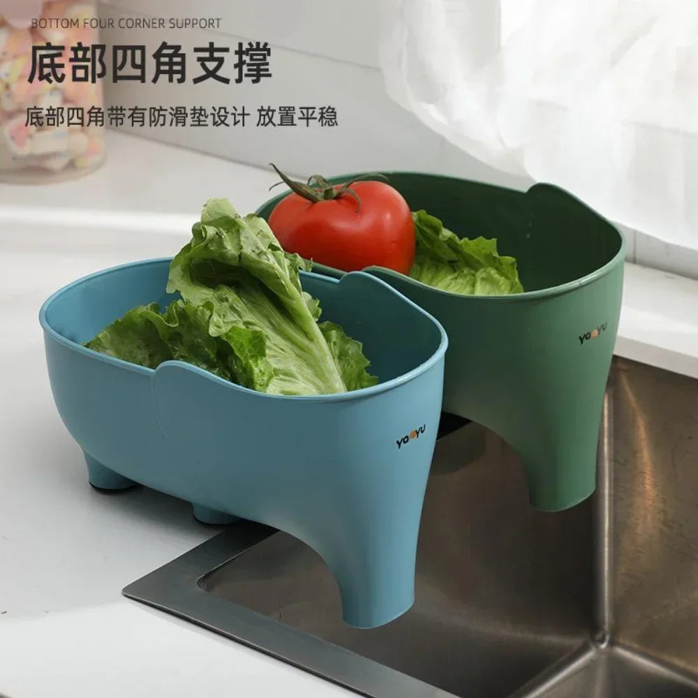 Sink Strainer Elephant Sculpt Leftover Drain Basket Fruit and