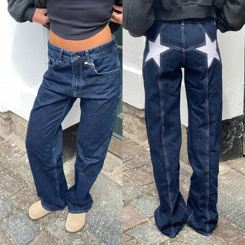 Combhasaki Women's Y2K Vintage Jeans Aesthetic Star Pattern Print