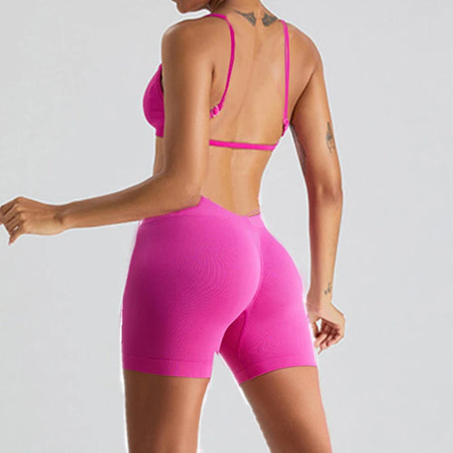 S-XL 1/2PCS Sport Bra Yoga Set Gym Suit V back Shorts Women Tracksuit