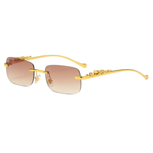 Rectangular Sunglasses With Metal Hinge,Frameless For Men and Women,