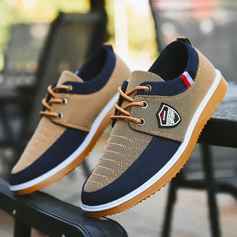 2025 Men's casual shoes Vulcanized Work loafers Mesh Lightweight Man