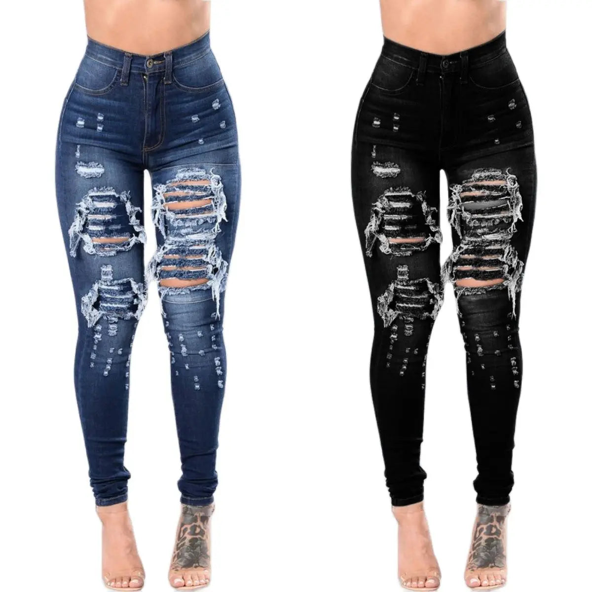 2023 Autumn High Waist Ripped Jeans For Women Fashion Stretch Skinny