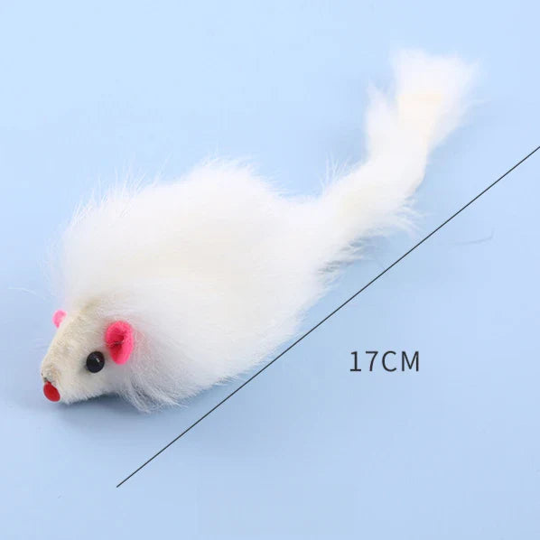 Cat Mice Toys False Mouse Cat Toy Long Tail Mice Soft Real Rabbit Fur Toy For Cats Plush Rat Playing Chew Toy Pet Supplies