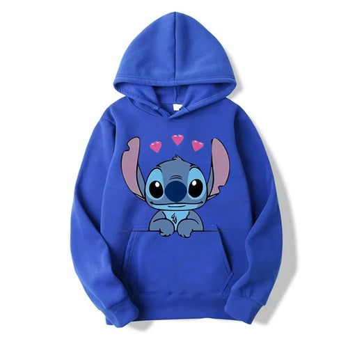 Disney Stitch Cartoon Anime Women Pullover Spring Autumn Men Oversized