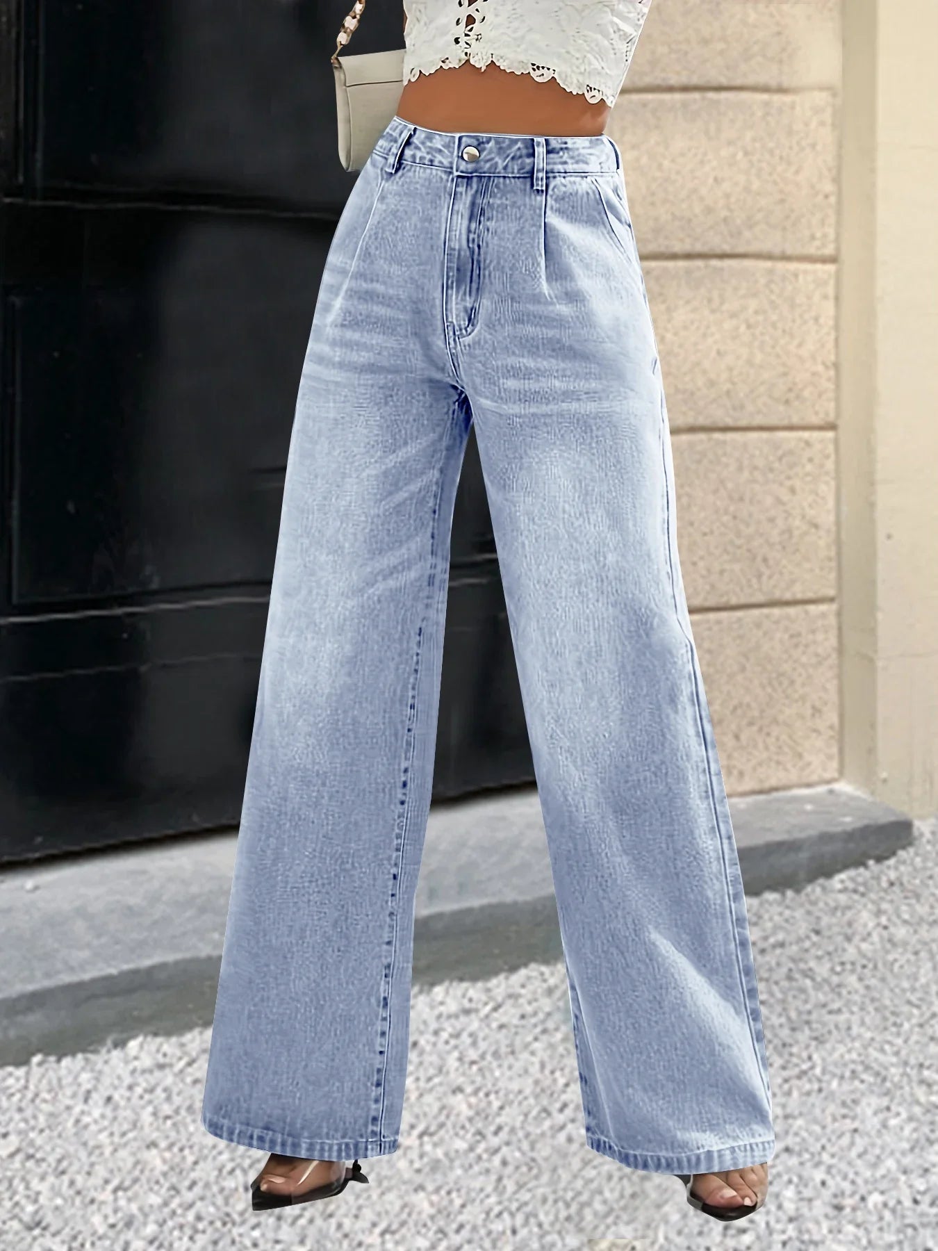 2024 new women's cross-border European and American style light blue