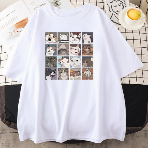 Meme Cats Puzzle Creativity Printed Men T-Shirts Beach Breathable