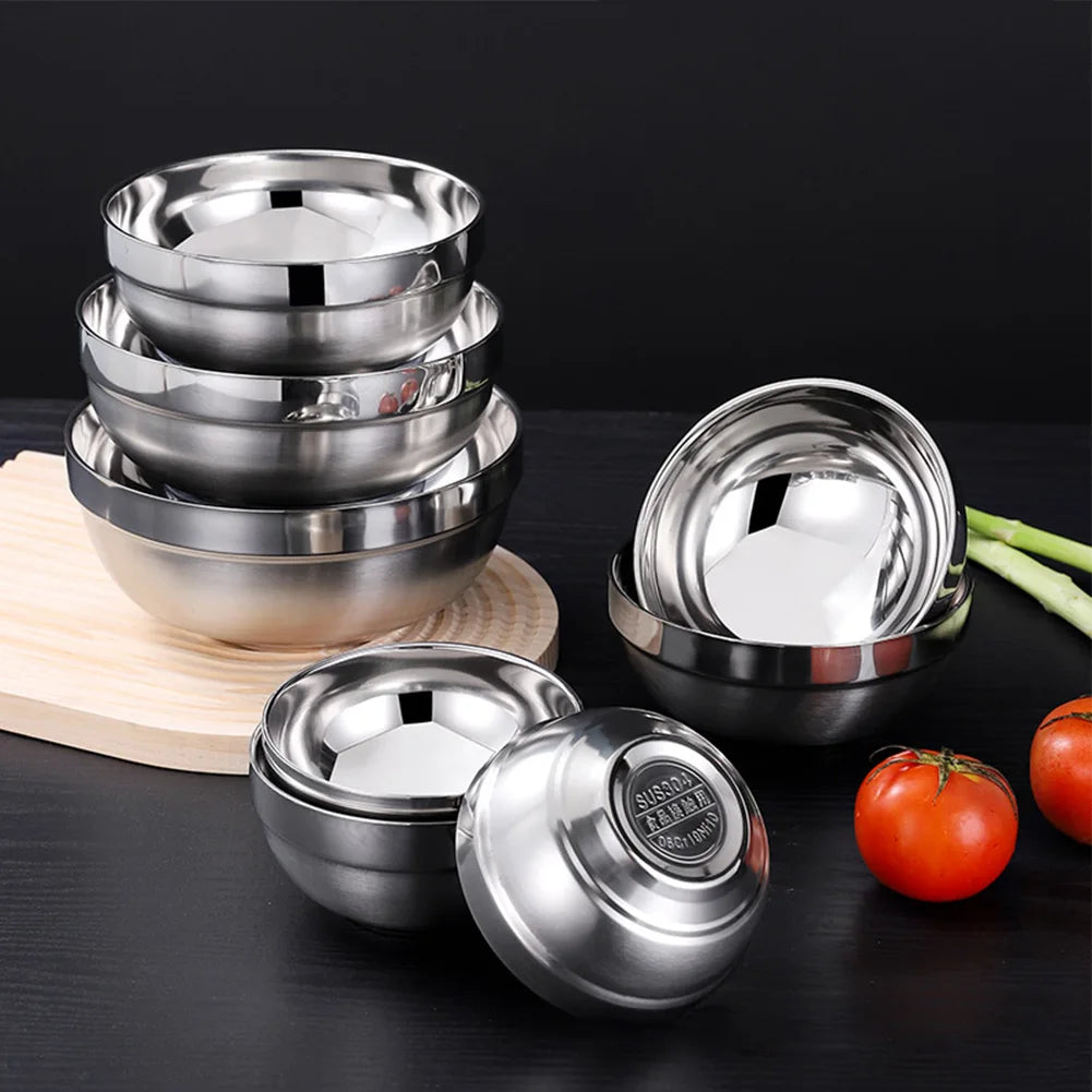 Stainless Steel Bowl Double Layer Thickening Bowl For Family Kitchens