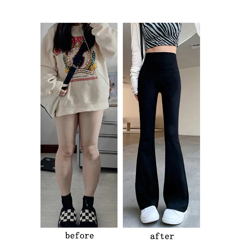 Women Flare Pants Slim High Waist Solid Sexy Shark Flare Pants Fashion