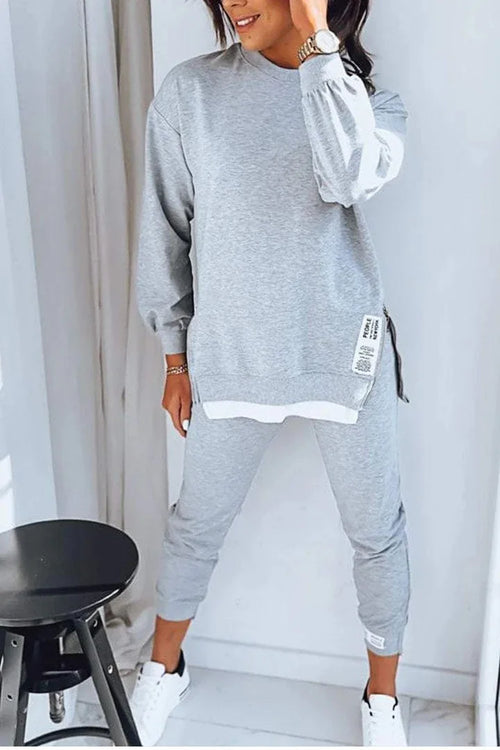 New Autumn Patchwork Loose Two Piece Set Women's Fashion Long Sleeve