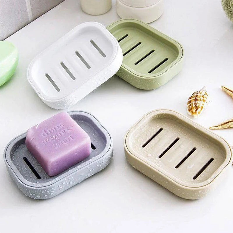 Double Layer Square Soap Dish with Cover Plastic Drain Soap Box