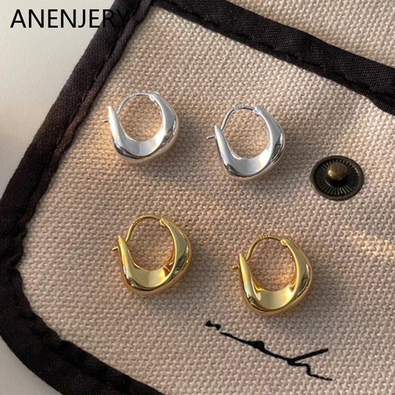 ANENJERY Geometric Small Hoop Earrings for Women Creative Simple