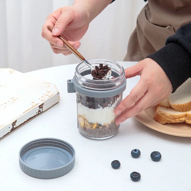 1pcs Overnight Oats Container Milk Fruit Salad Food Storage Glass Jars