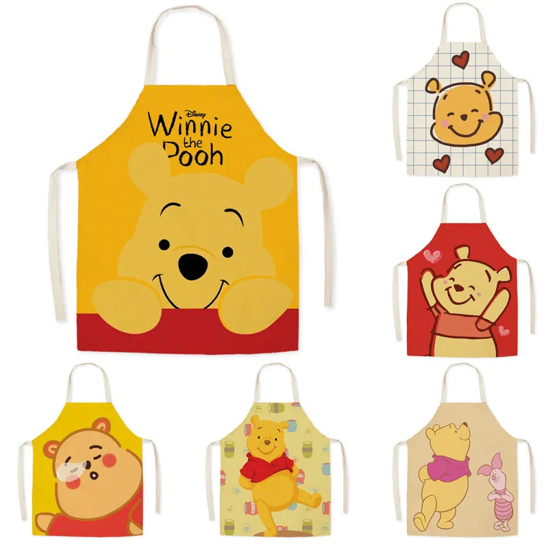 Disney Winnie the Pooh Apron Linen Cartoon Printing Apron Man Woman