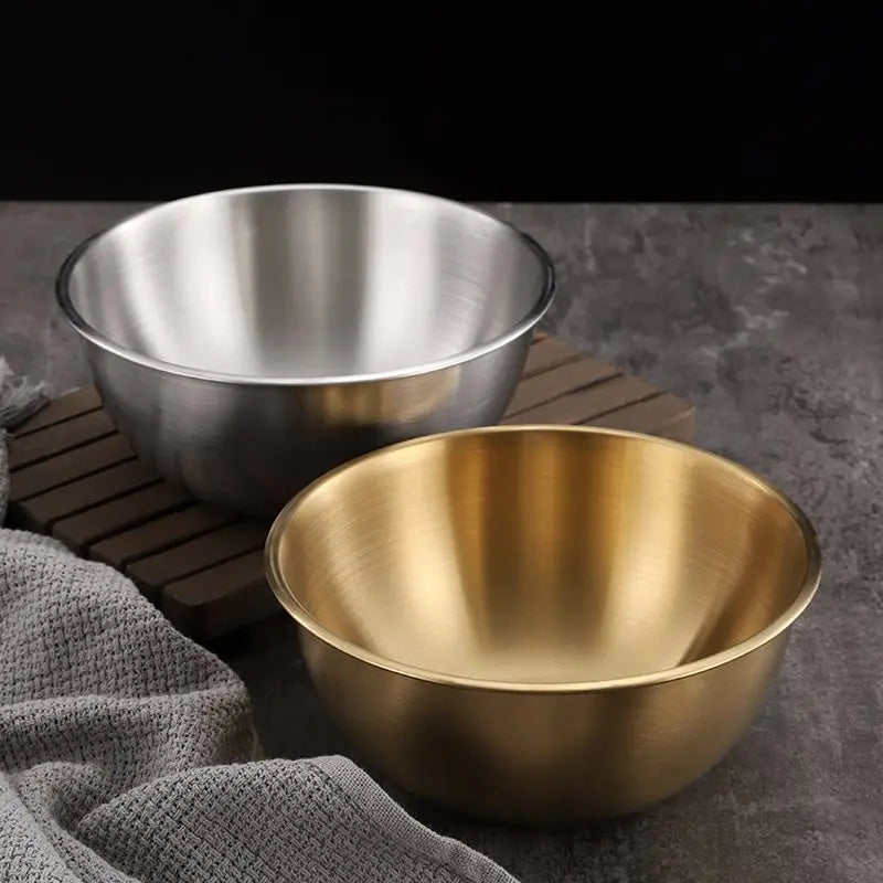 17-25cm Stainless Steel Gold And Silver Salad Bowl Rice Noodles Lamian