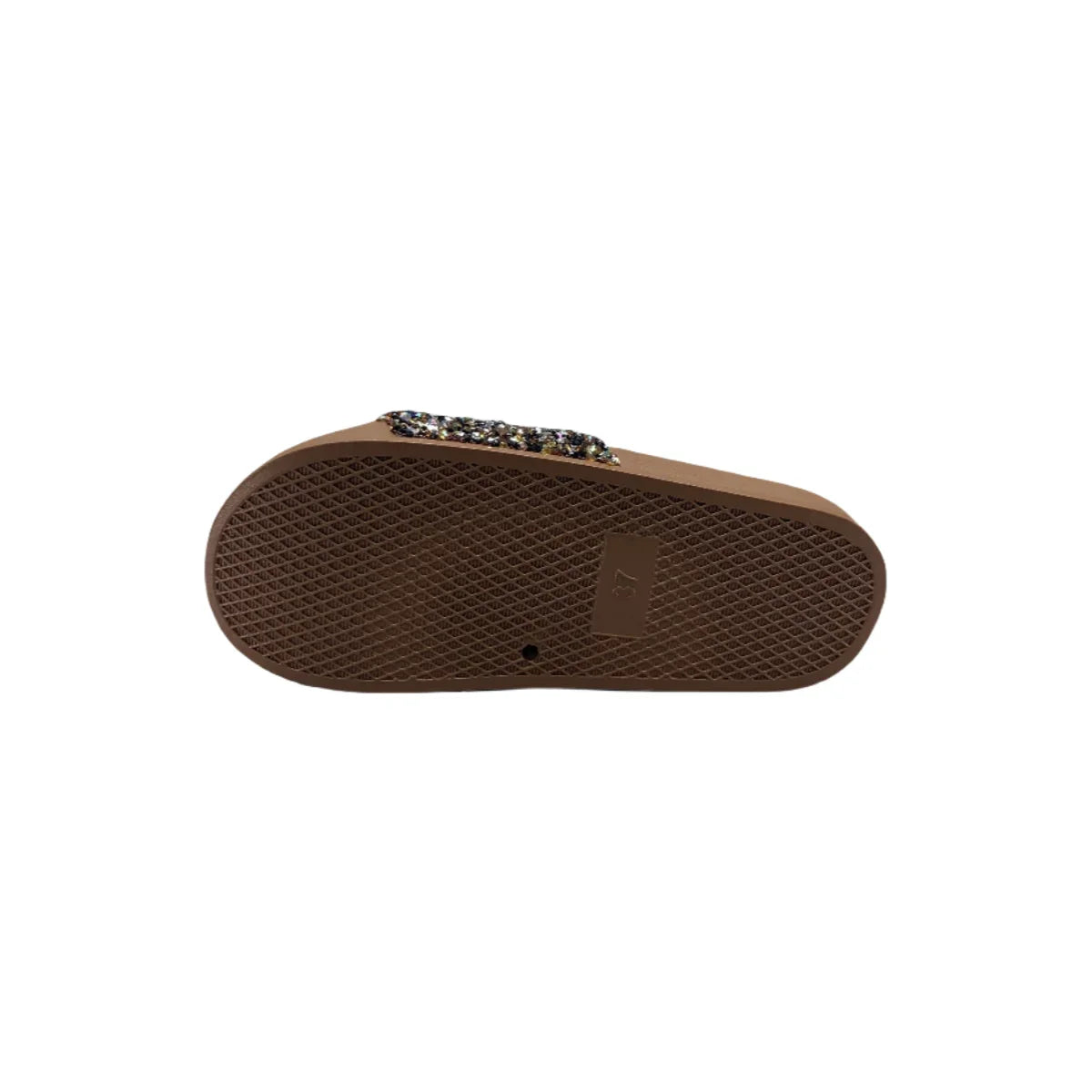 Women’s Brown Sparkling Sequin Flat Slippers – Comfortable Casual