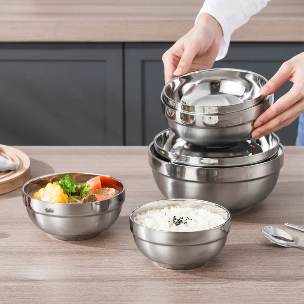 Stainless Steel Bowl Double Layer Thickening Bowl For Family Kitchens