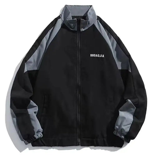 Hip Hop Varsity Jacket Men High Street Patchwork Color Black