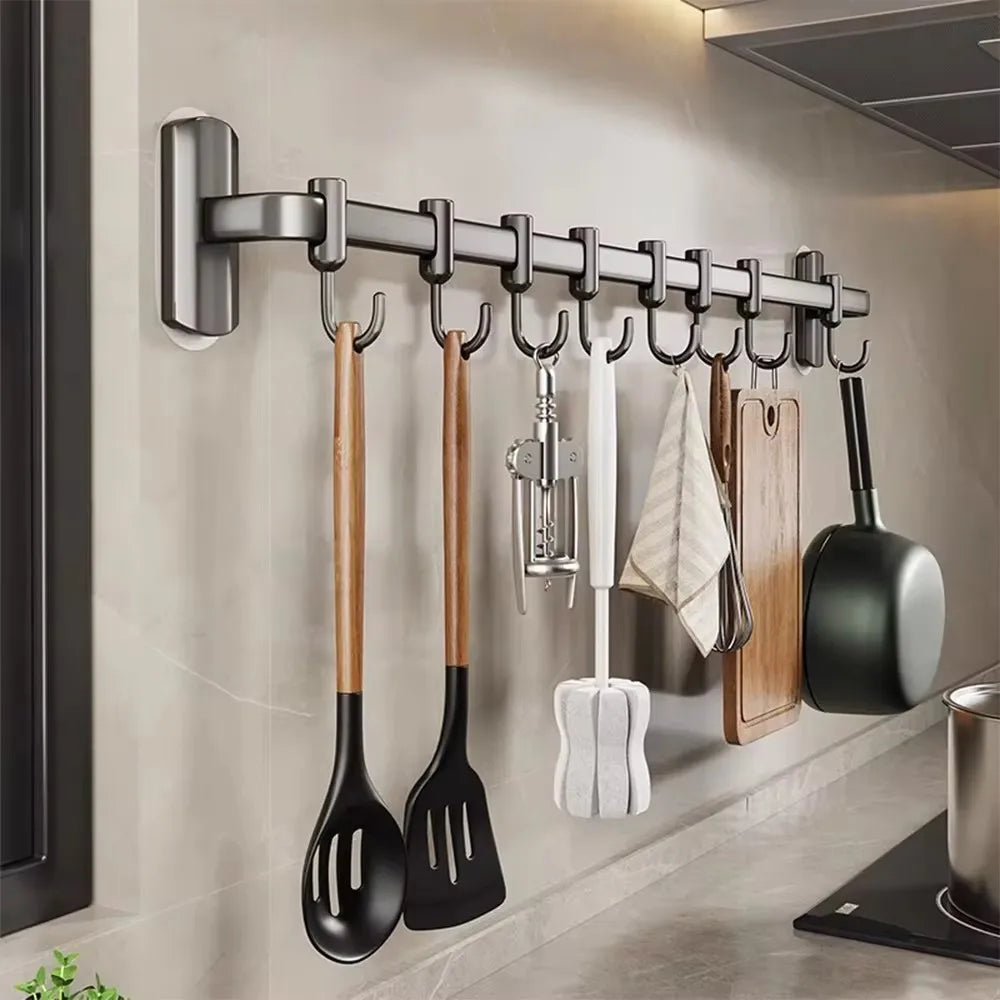Wall Mounted Hooks Rack Kitchen Organizer Utensils Knife Holder