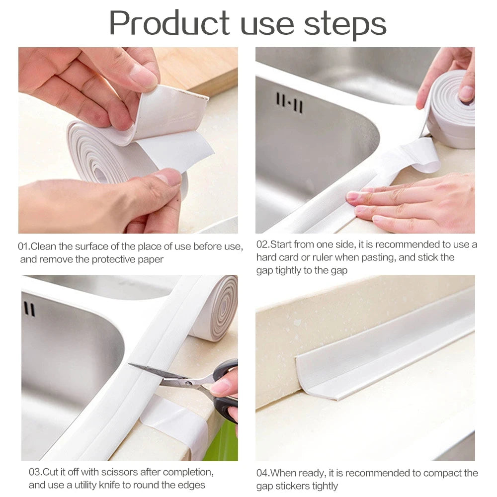 1pc Bathroom Waterproof Wall Stickers Sealing Tapes PVC Adhesive