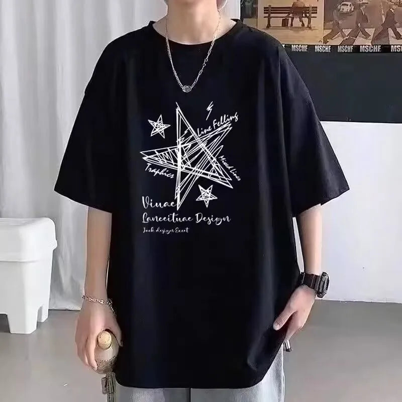 【 M-8XL 】 Summer limited edition men's oversized T-shirt Line stars