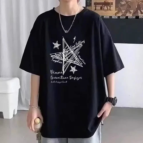 【 M-8XL 】 Summer limited edition men's oversized T-shirt Line stars