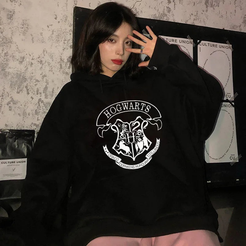Fashion y2k Hogwarts Printed Hoodies Women Sweatshirt Autumn Winter