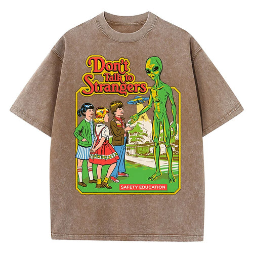 Cartoon Alien Classic Communication Print Women T-shirt Breathable