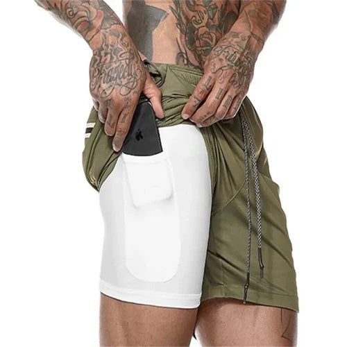 2022 Sport Shorts Men Sportswear Double-deck Running Shorts 2 In 1
