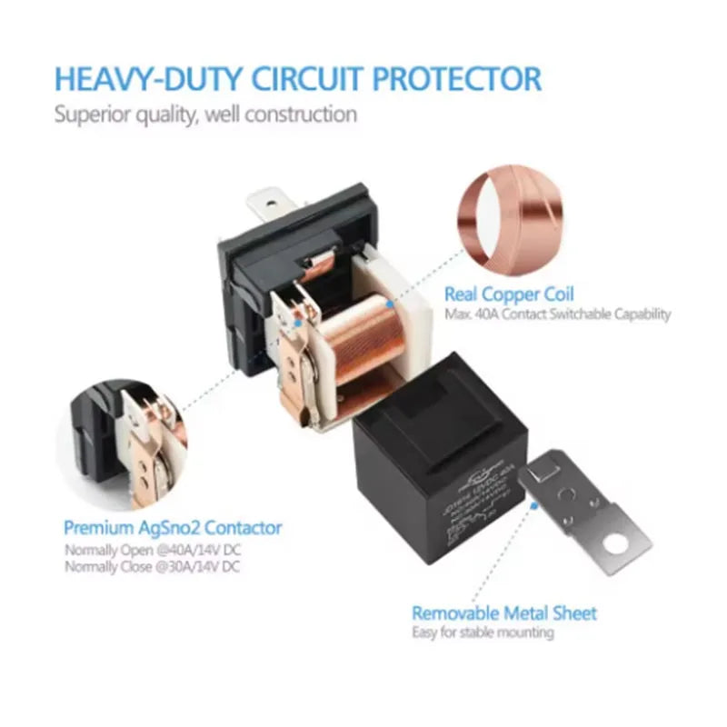 5Pcs Waterproof Automotive Relay 12V 24V 5Pin 40A Car Relay with Black