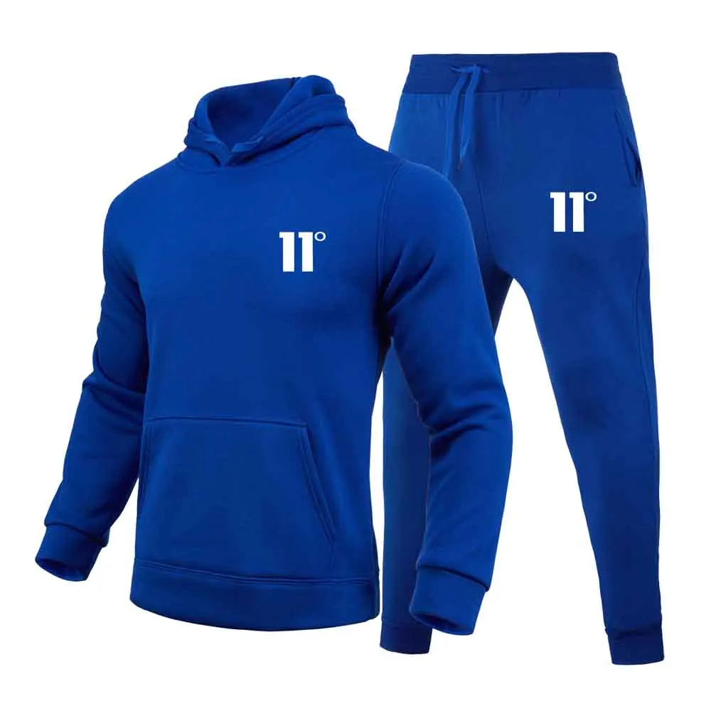 Fashion 11 Print Tracksuit for Men Hooded Sweatshirt and Sweatpants