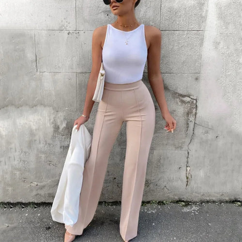 5 Colors Stylish Flare Pants Women Solid Long Drop Trousers Office
