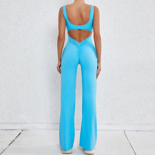 2025 S-XL Pad Women Gym Yoga Set Sports Rompers Deep V Back Fitness