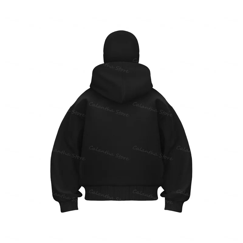 Men's Balaclava Zip Hoodie Winter Warm Casual Sweatshirt with Hooded