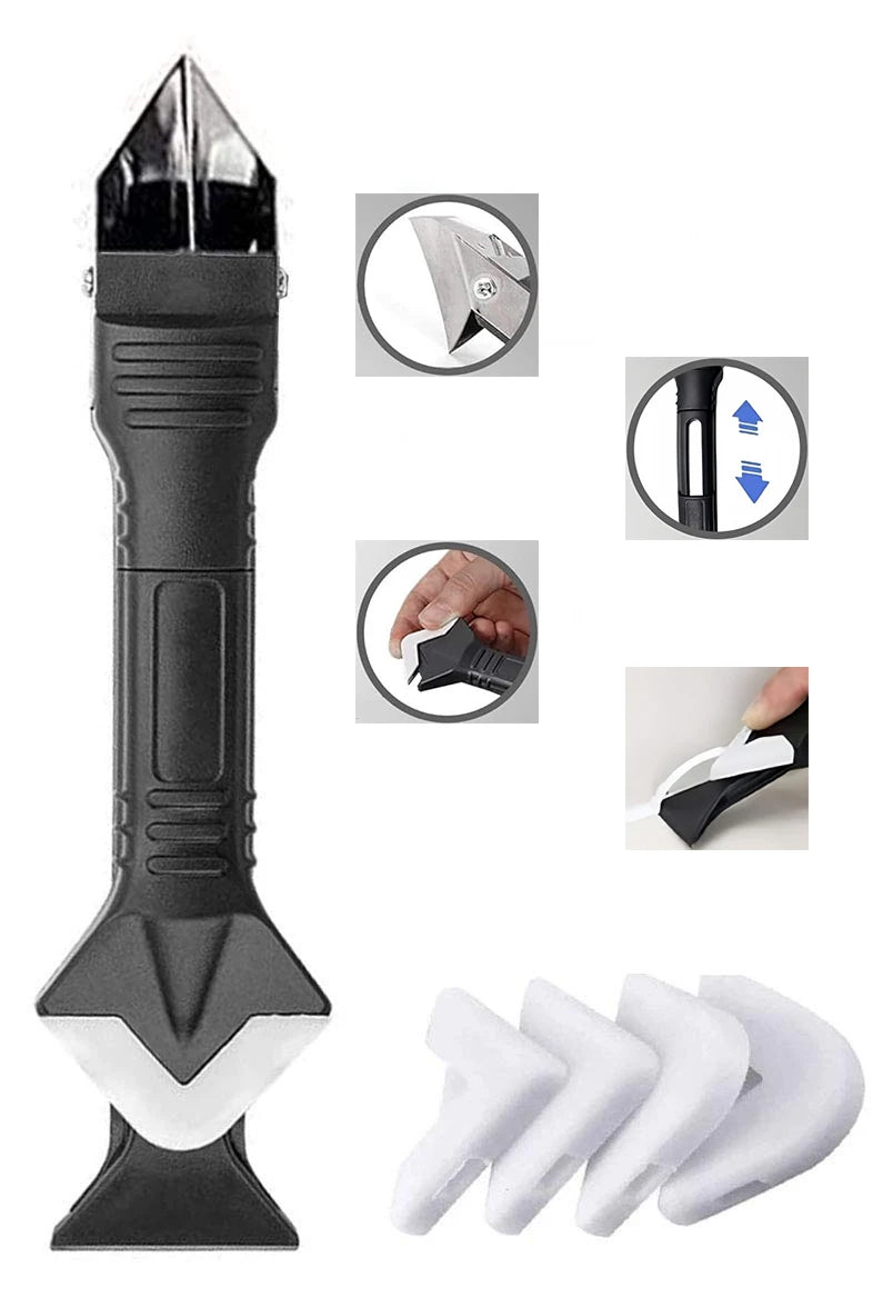 Silicone Caulking Tool 5 in 1 Multi-function Scraper Tool Grout and