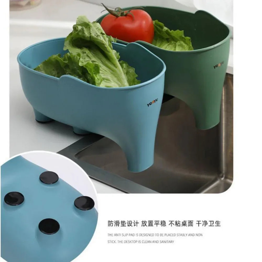 Sink Strainer Elephant Sculpt Leftover Drain Basket Fruit and