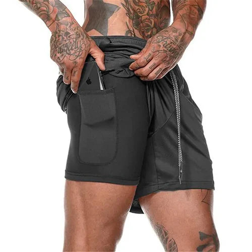 2022 Sport Shorts Men Sportswear Double-deck Running Shorts 2 In 1