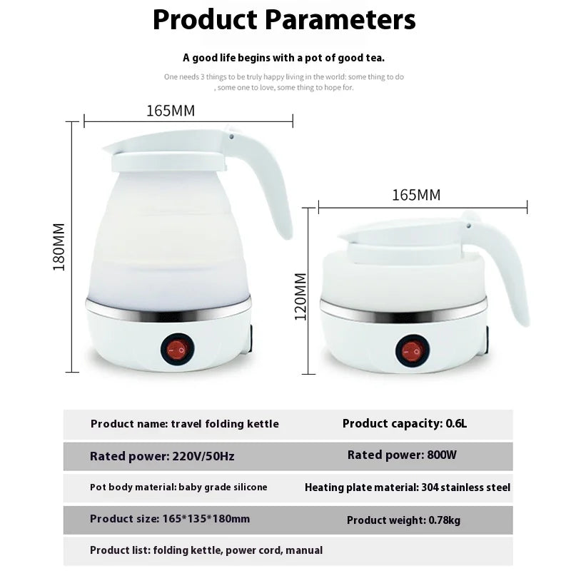 Mini Portable Foldable Electric Kettle 600ML Household Travel Kettle