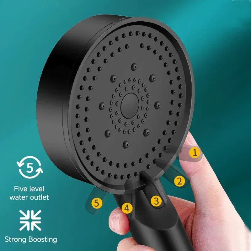 5 Modes Pressure Boost Shower Head Multifunction Adjustable Large