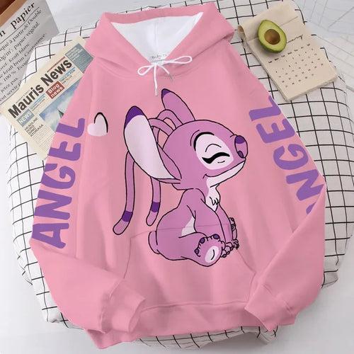 Disney Hoodie Fashion Stitch Angel Monster Letter Cartoon Sweatshirt
